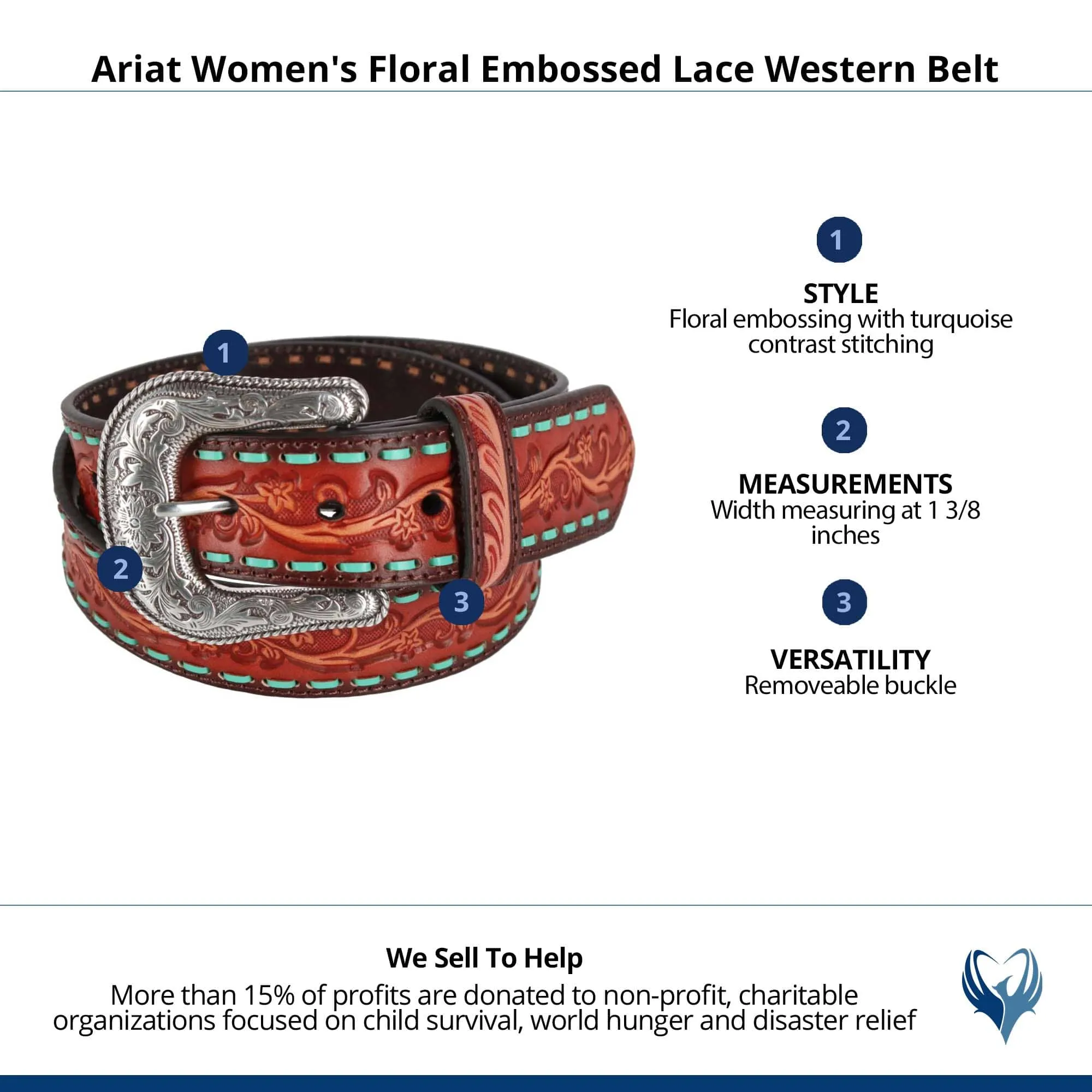 Ariat Women's Floral Embossed Lace Western Belt