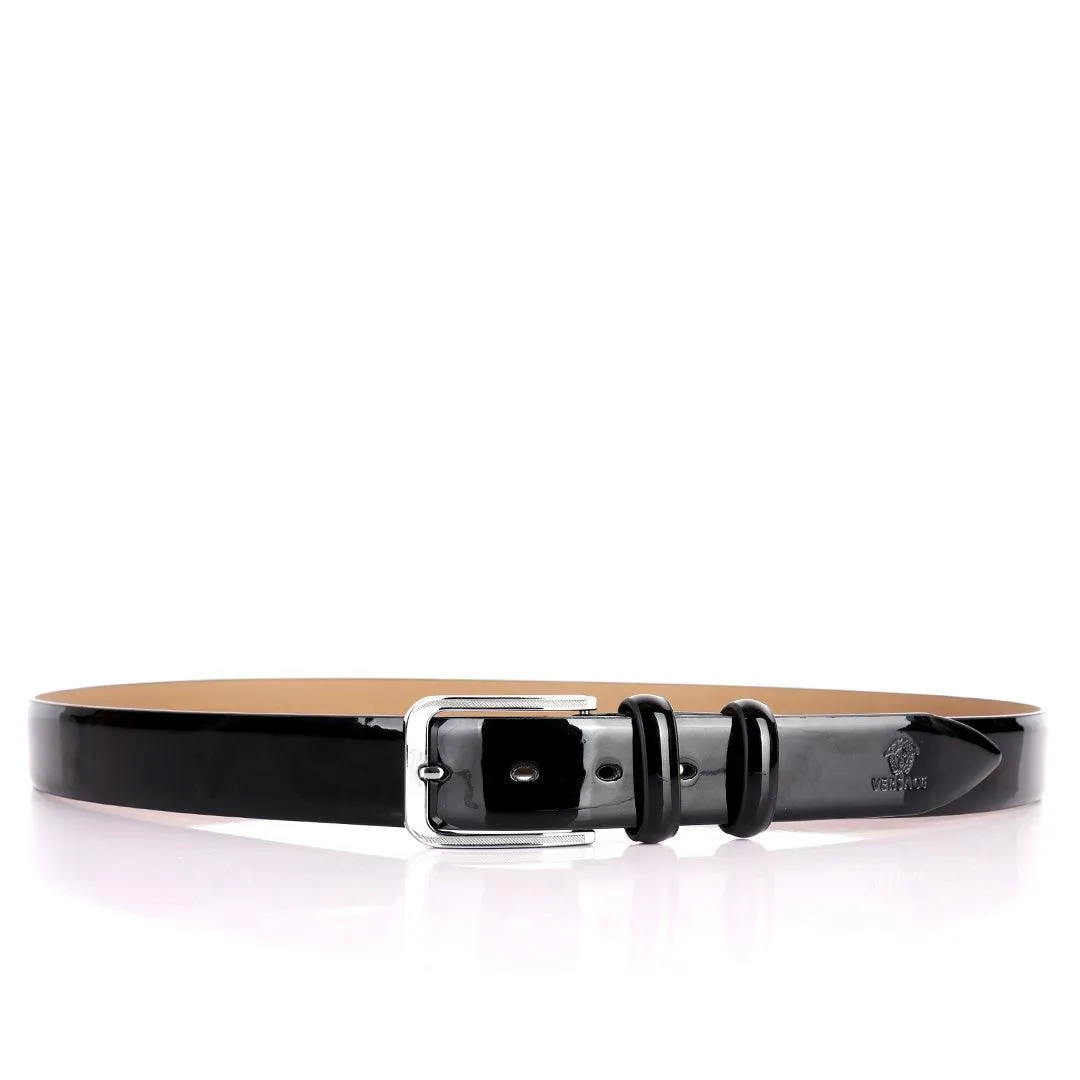 Authentic Men's Versace Glossy Leather Black Belt