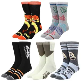 Avatar: The Last Airbender Nickelodeon Mixed Art Crew Socks 5-Pack