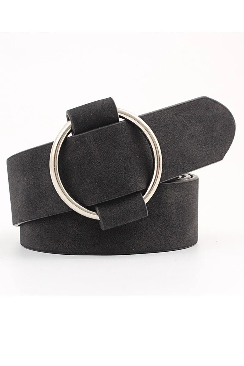 BASIC LEATHERETTE TRENDY BUCKLE BELT, (L)40.6″ (W)1.2″