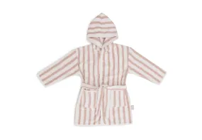 Bathrobe 3-4 year Stripe Terry - Wild Rose - GOTS