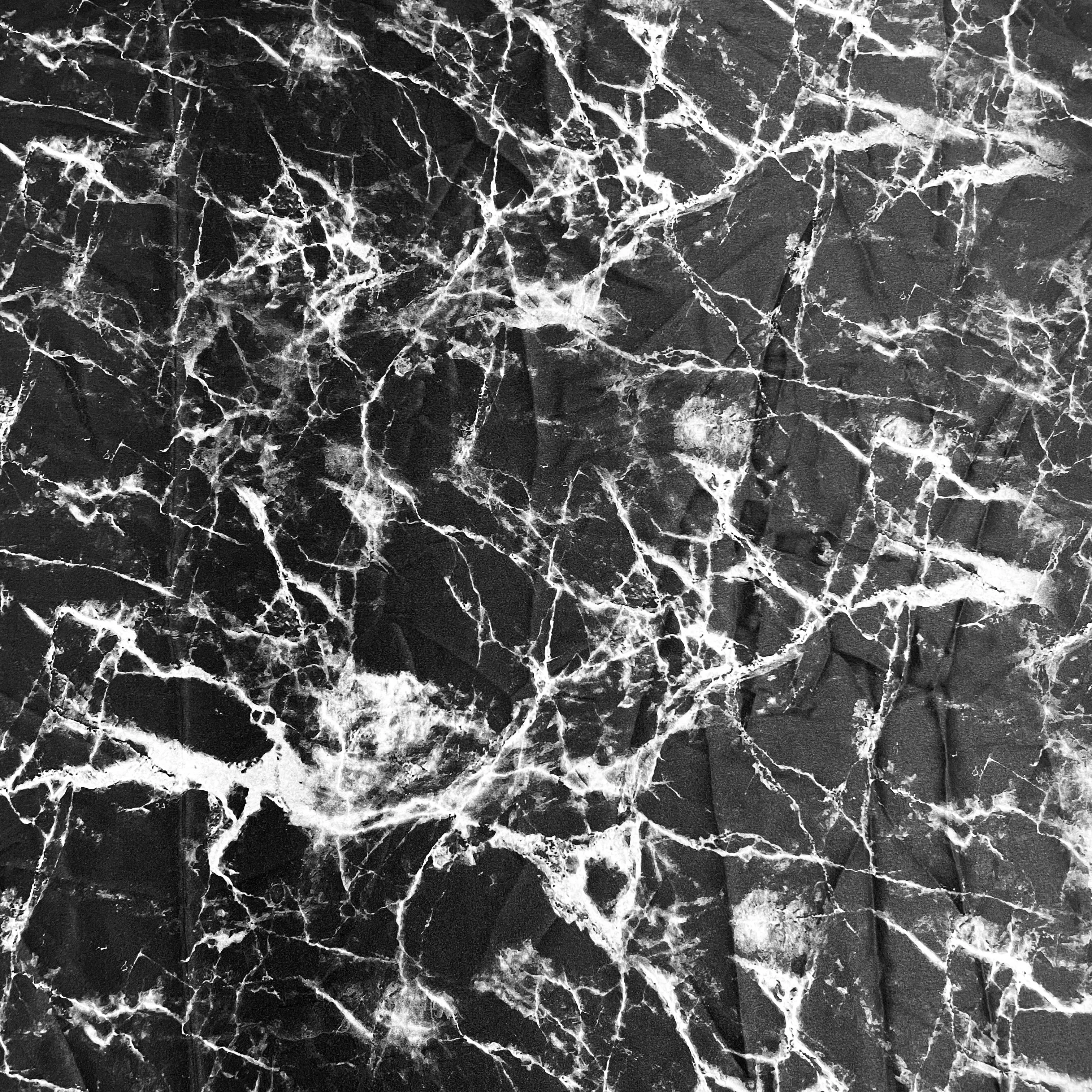 Black & Grey Marble Print Semi Satin Fabric