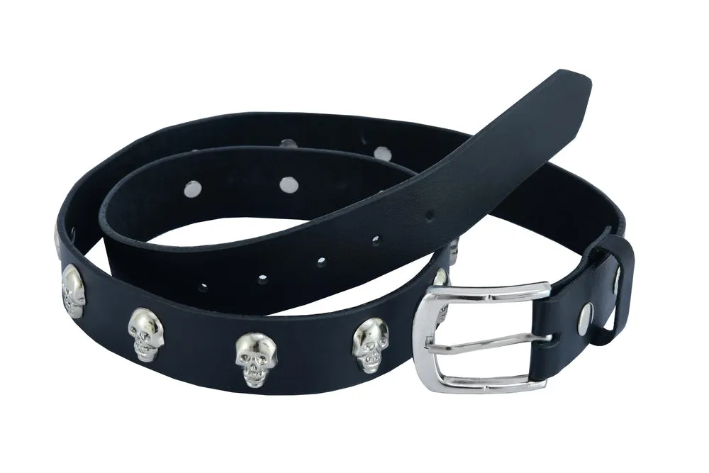 BLT Skull Heads Black Genuine Leather Belt