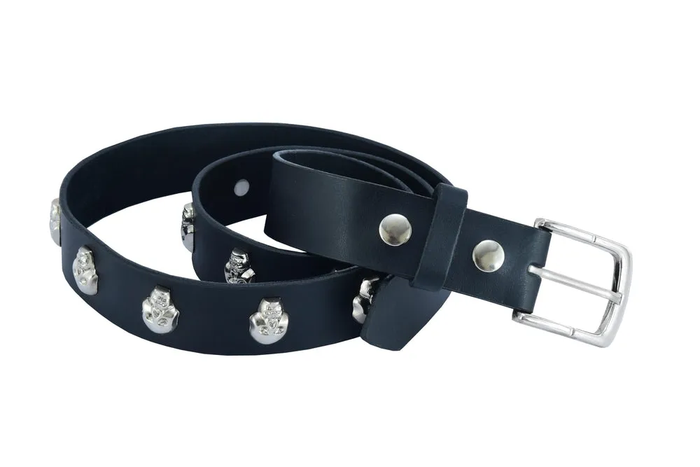 BLT Skull Heads Black Genuine Leather Belt