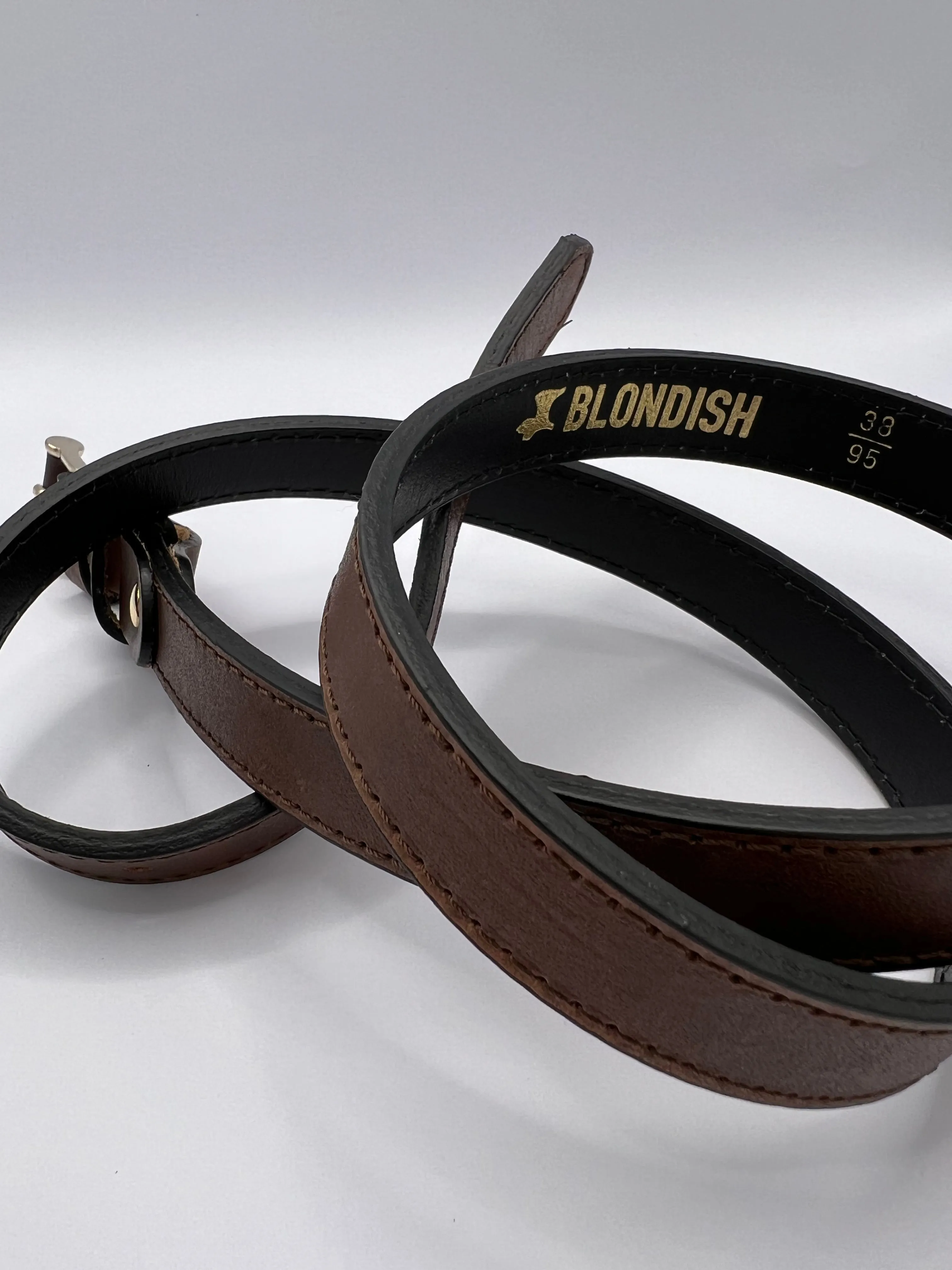 Brown Belt Double Loop with Gold Adornment