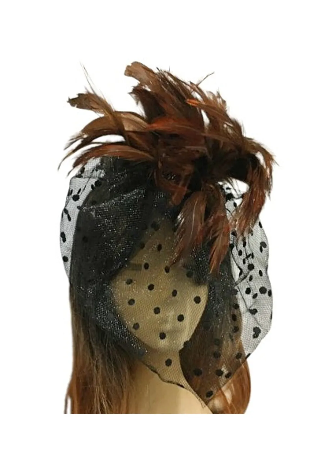 Brown Mini Steampunk Hat with Black Veil (Z)