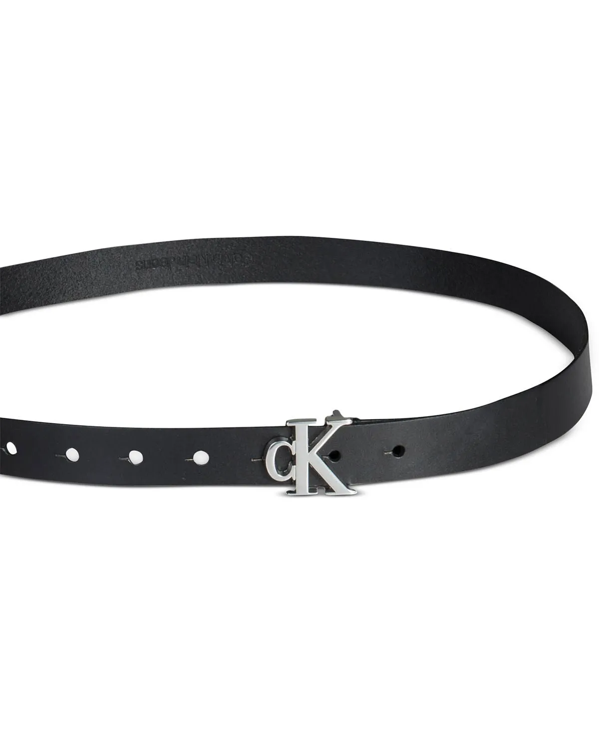 Calvin Klein Women's Narrow Monogram Buckle Belt Black