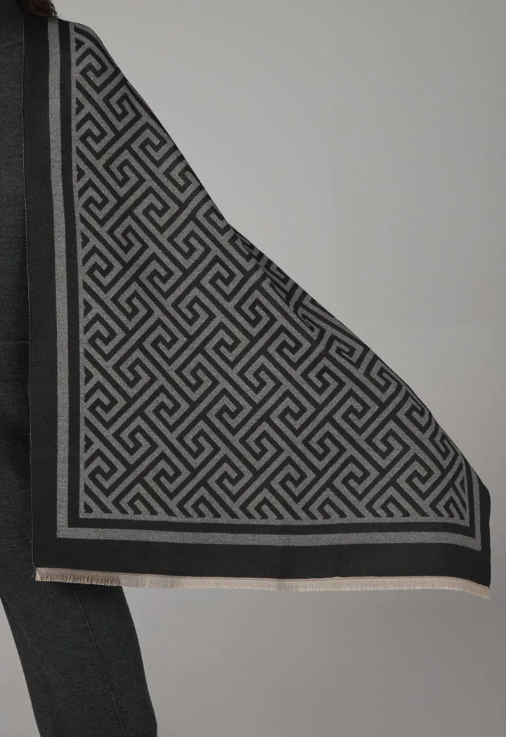 Choice Greek Key Pattern Pashmina Scarf Black