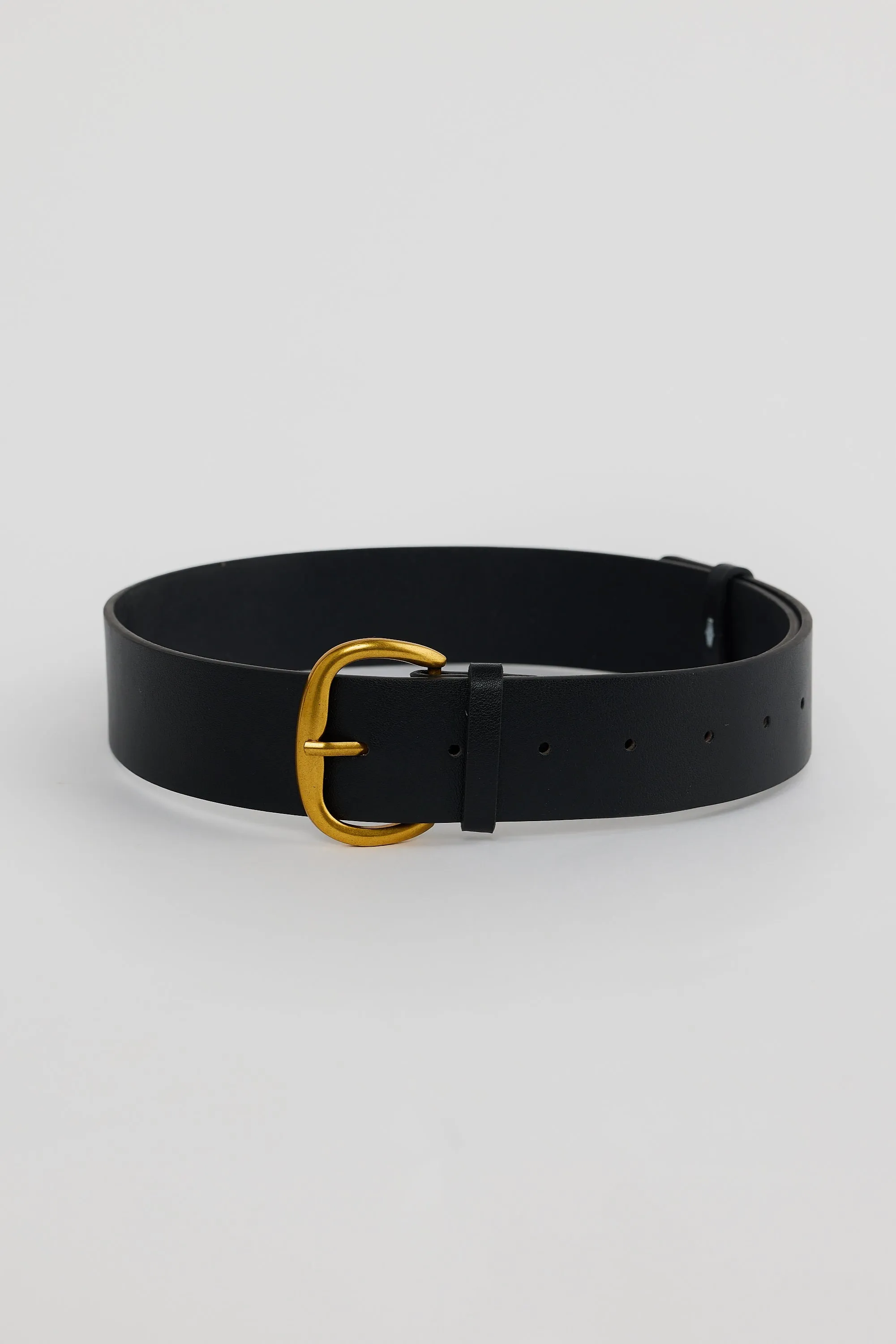 Core Wide Vegan Leather Belt - Black