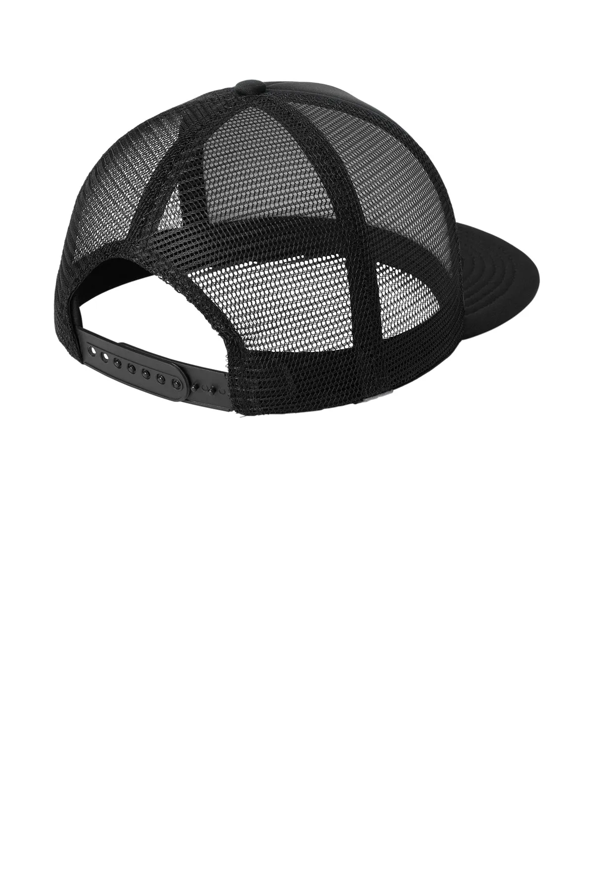 District Flat Bill Snapback Trucker Caps, Black