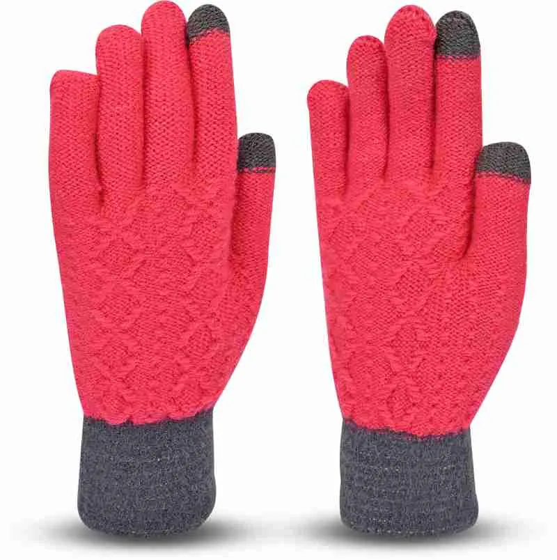 Embroidered, Woven, Solid Winter Women Gloves - 6282