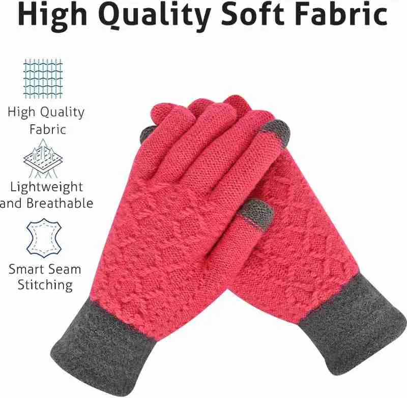 Embroidered, Woven, Solid Winter Women Gloves - 6282