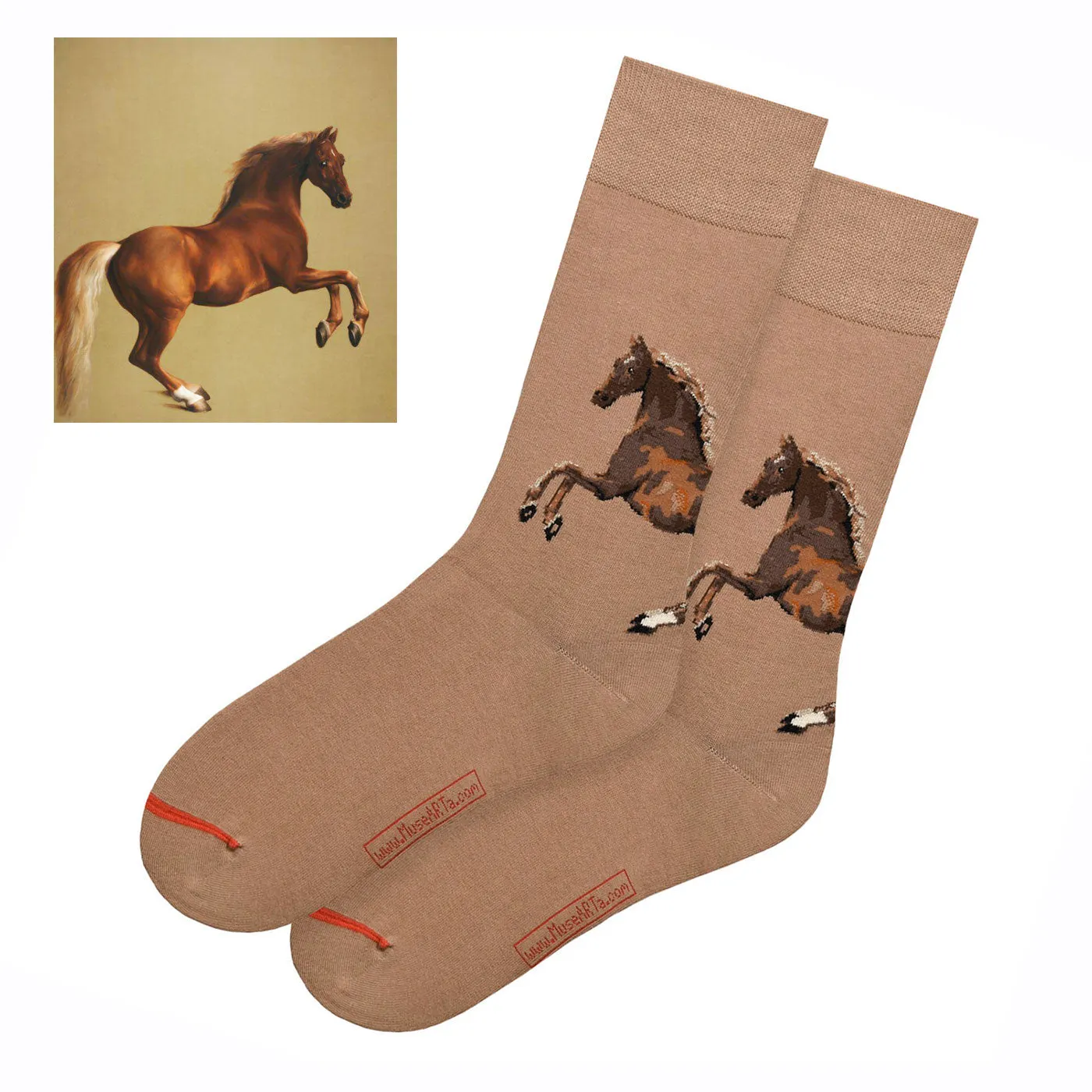 Equestrian Art Socks - Whistlejacket Horse by Stubbs- Men's Crew Socks