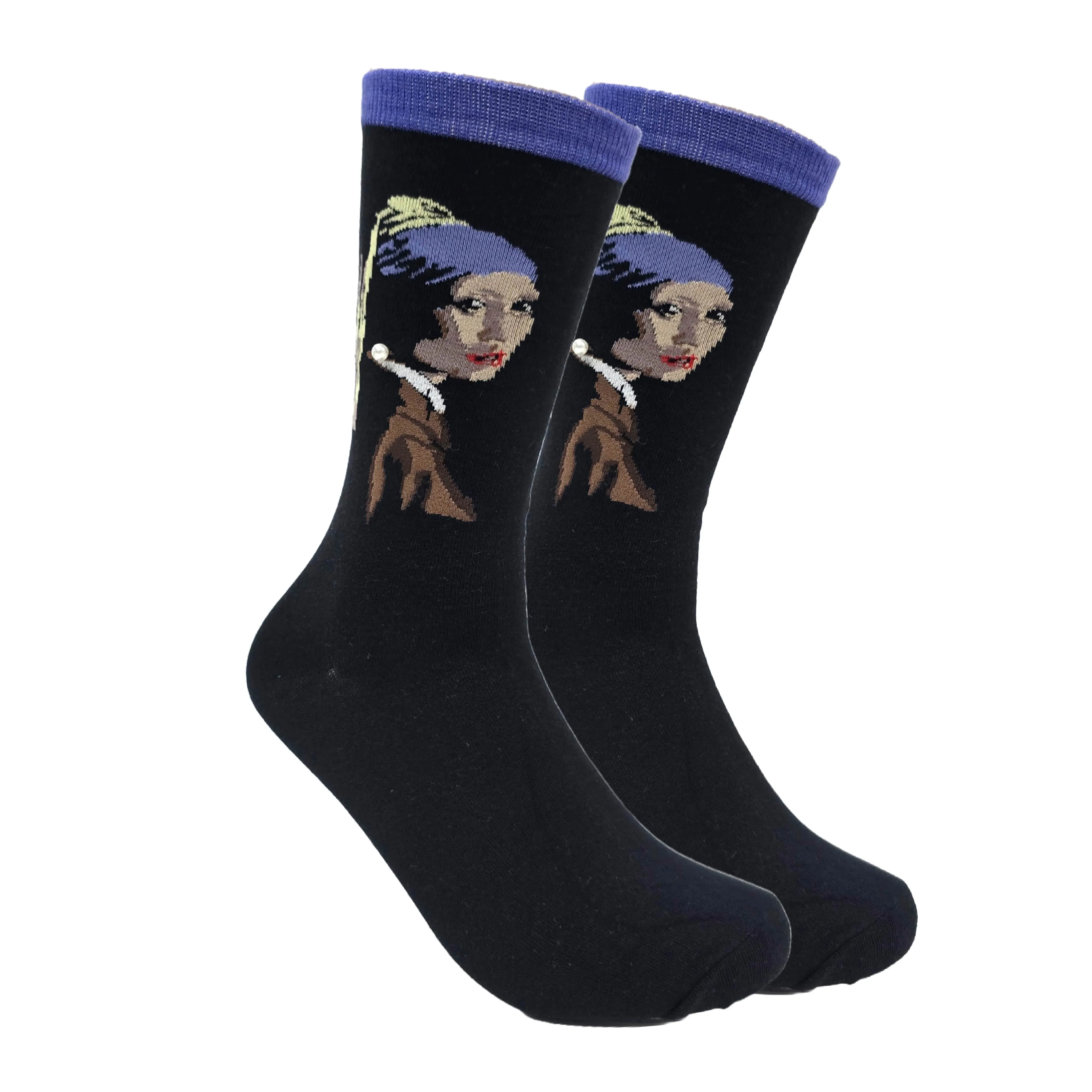 Famous Art Socks - Girl with a Pearl Earring (with bead/pearl)