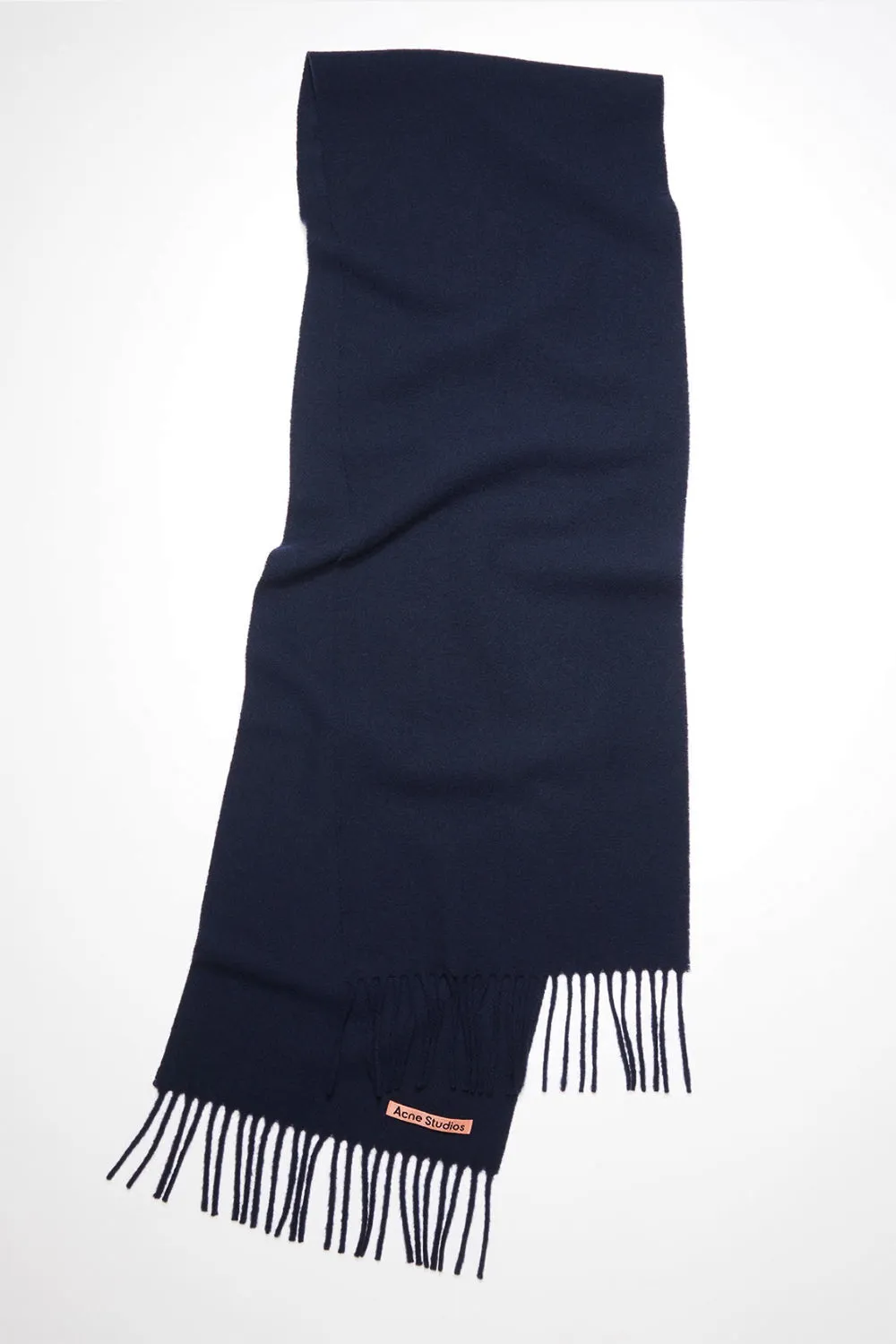 Fringed Wool Scarf Navy