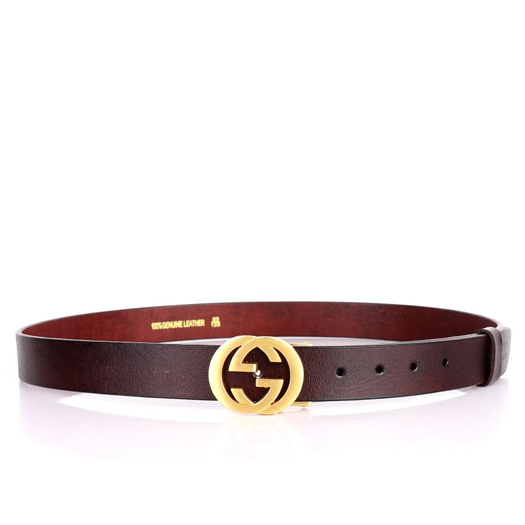 GC Gold Designed Luxurious Men's Brown Leather Belt