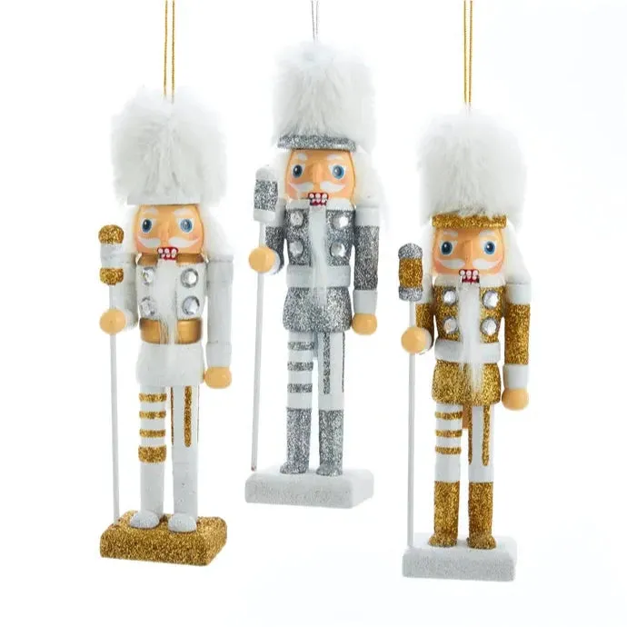 Gold White and Silver Nutcracker Ornaments