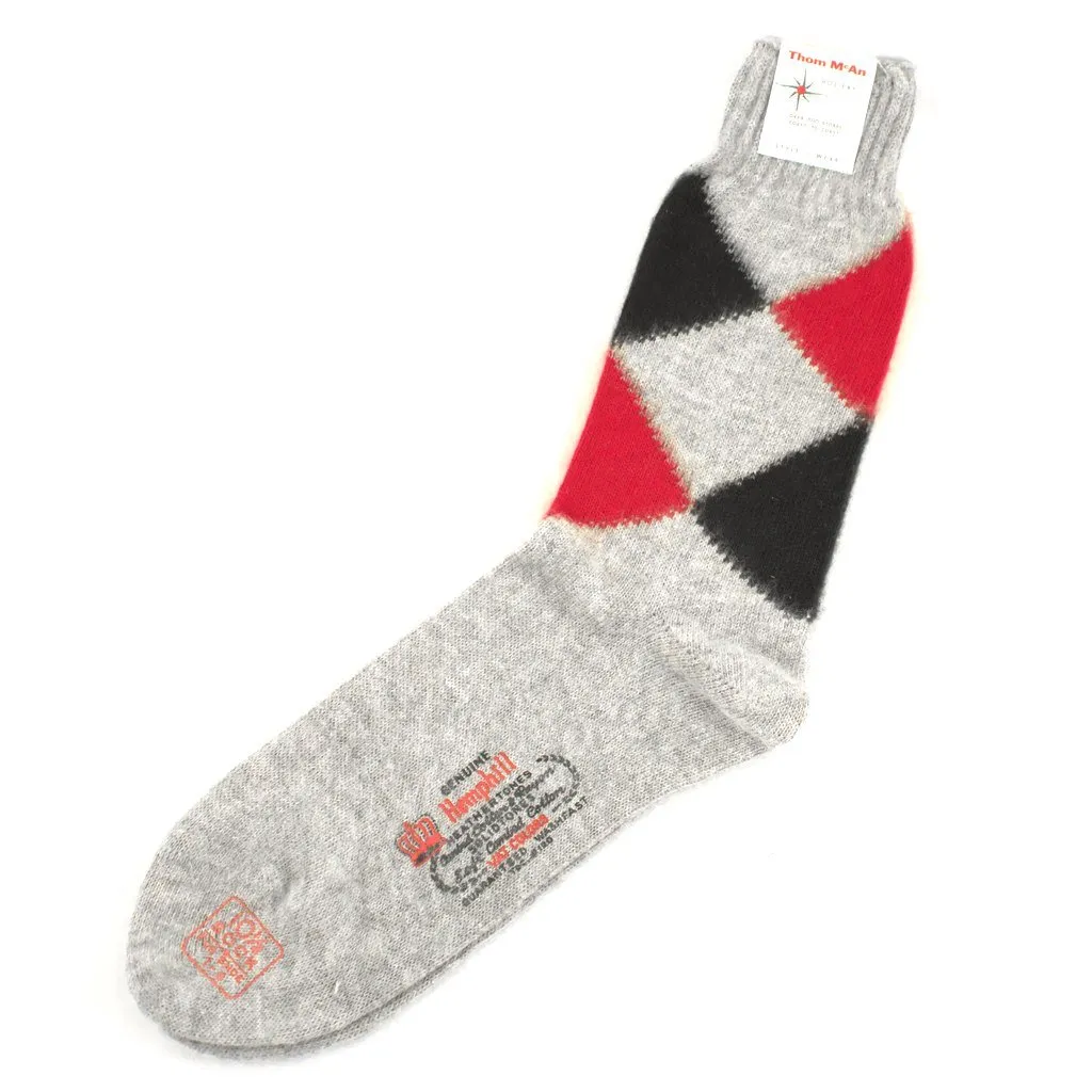 Gray Argyle Crew Socks