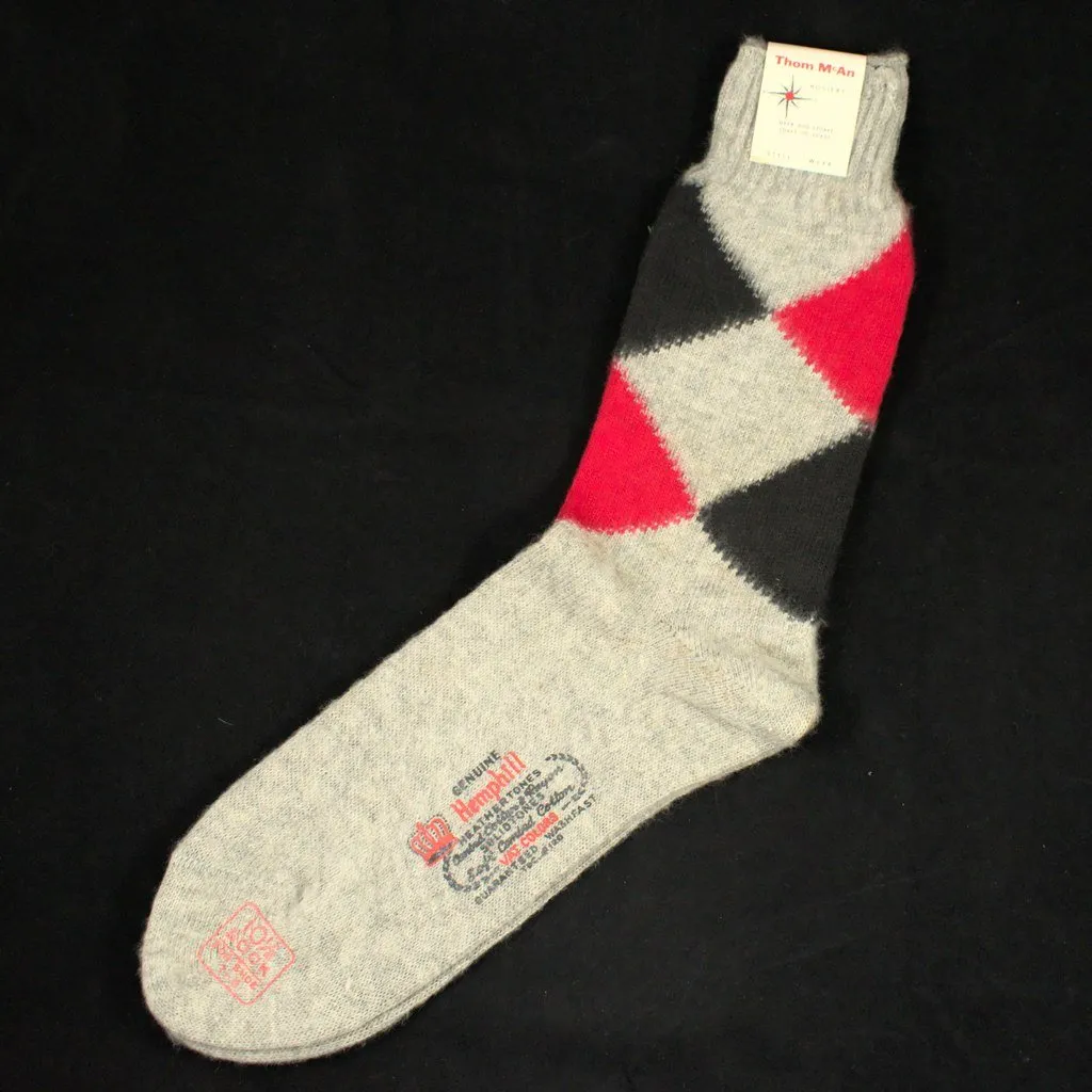 Gray Argyle Crew Socks