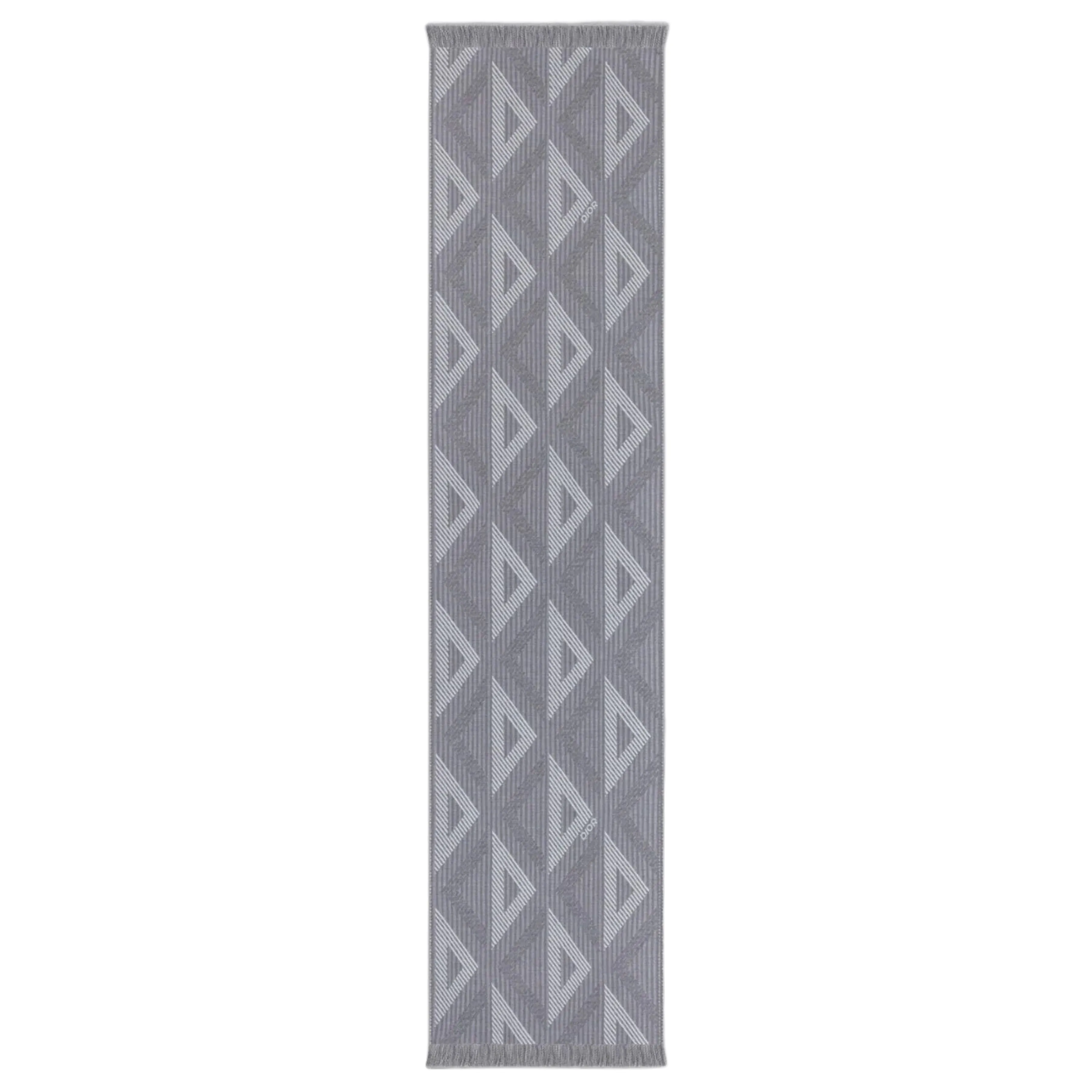 Grey Stripe/Triangle Patterened Fringed Scarf