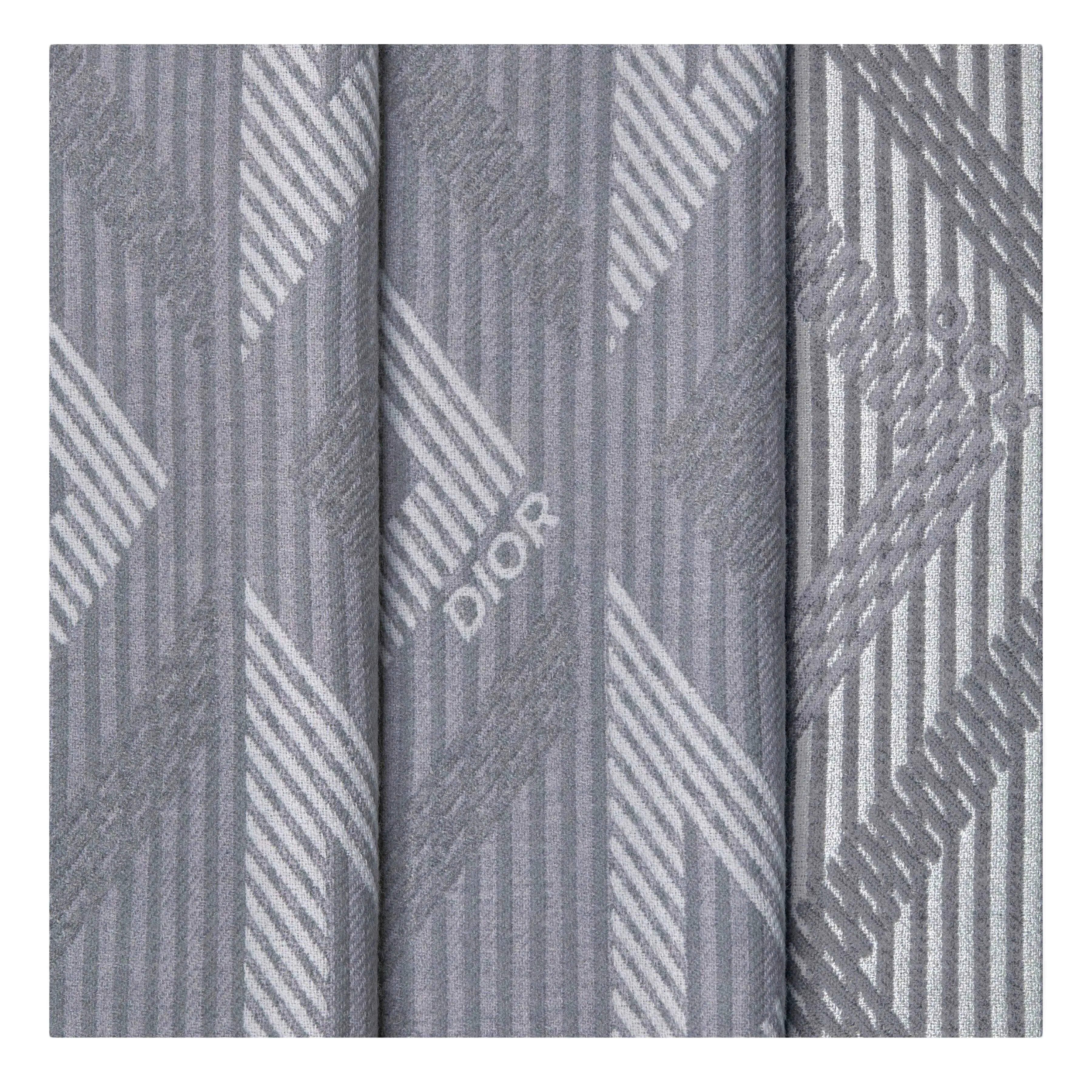 Grey Stripe/Triangle Patterened Fringed Scarf