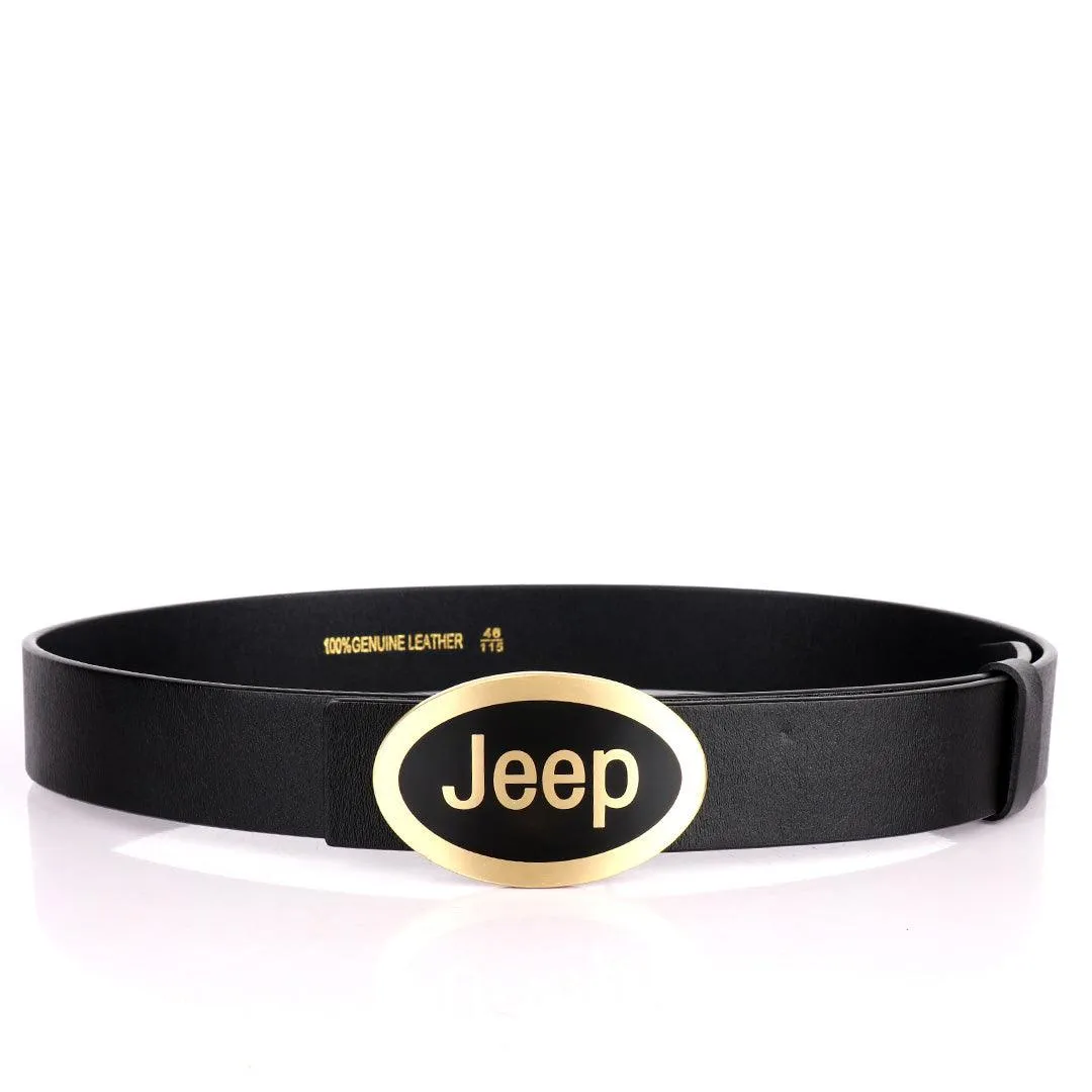 Jeep Men's Black Genuine Leather Black Belt