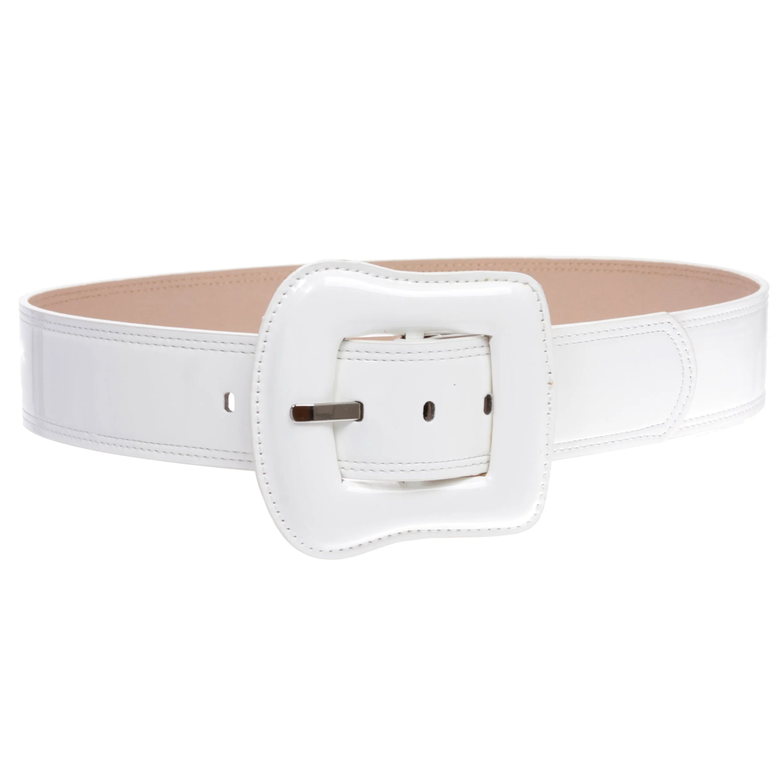 Ladies Western Buckle High Waist Wide Patent Fashion Plain Leather Belt