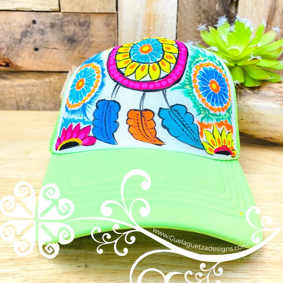 Lime Hand Painted Cap - Gorra Pintada Guerrero