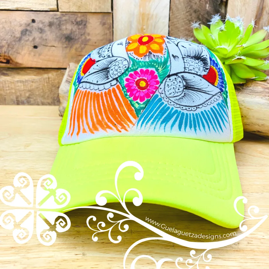 Lime Hand Painted Cap - Gorra Pintada Guerrero