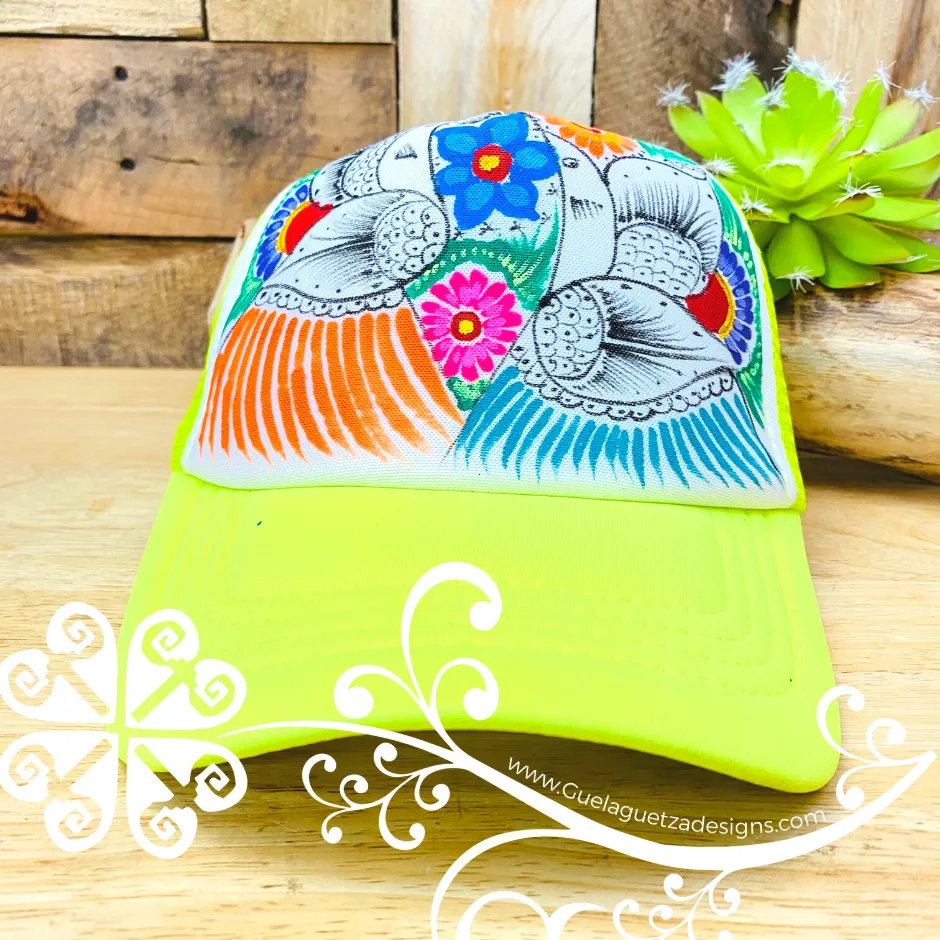 Lime Hand Painted Cap - Gorra Pintada Guerrero