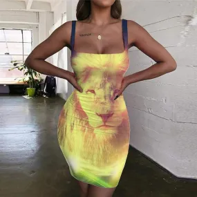 Lion Dress Women Animal Vestido Sexy Anime Sundress Galaxy Bodycon Dress Colorful 3d Print