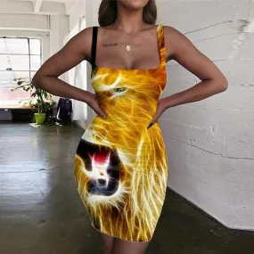 Lion Dresses Women Animal 3d Print Anime Sundress Colorful Vestido Sexy Hip Hop Bodycon Dress