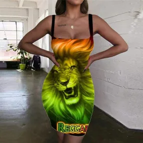 Lion Dresses Women Animal Vestido Sexy Anime Bodycon Dress Colorful Ladies Dresses Green 3d Print