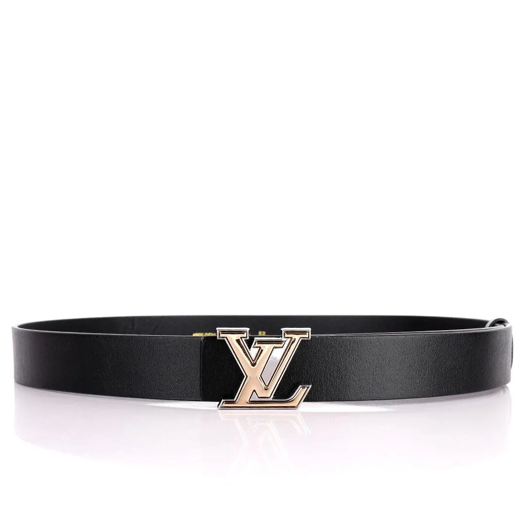 LV Logo Designed Luxurious Men's Leather Belt- Black