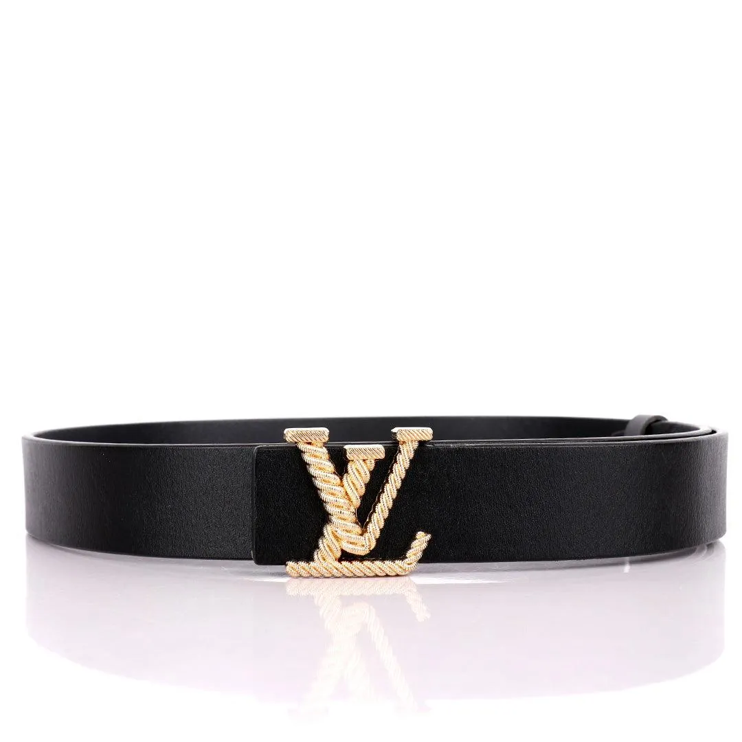 LV Twisted Gold Logo Designed Luxurious Men's Leather Belt