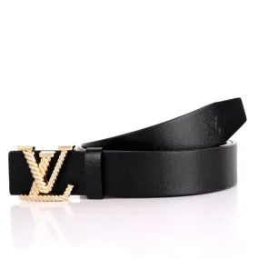 LV Twisted Gold Logo Designed Luxurious Men's Leather Belt