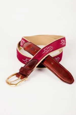 Mens Signature Canvas & Leather Belt - Cardinal