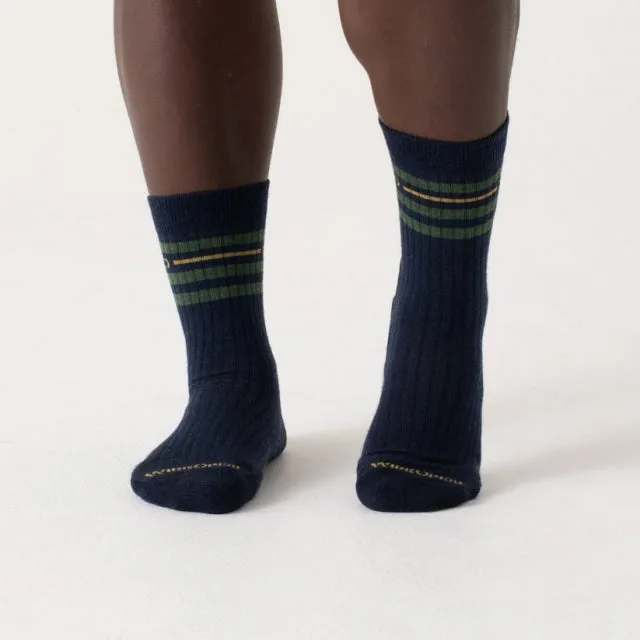 Mens Vintage Striped Cushioned Crew Socks