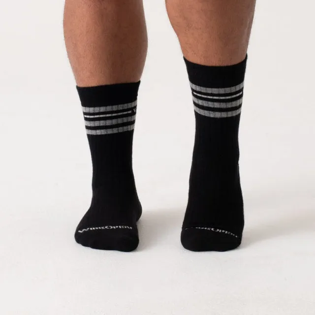 Mens Vintage Striped Cushioned Crew Socks