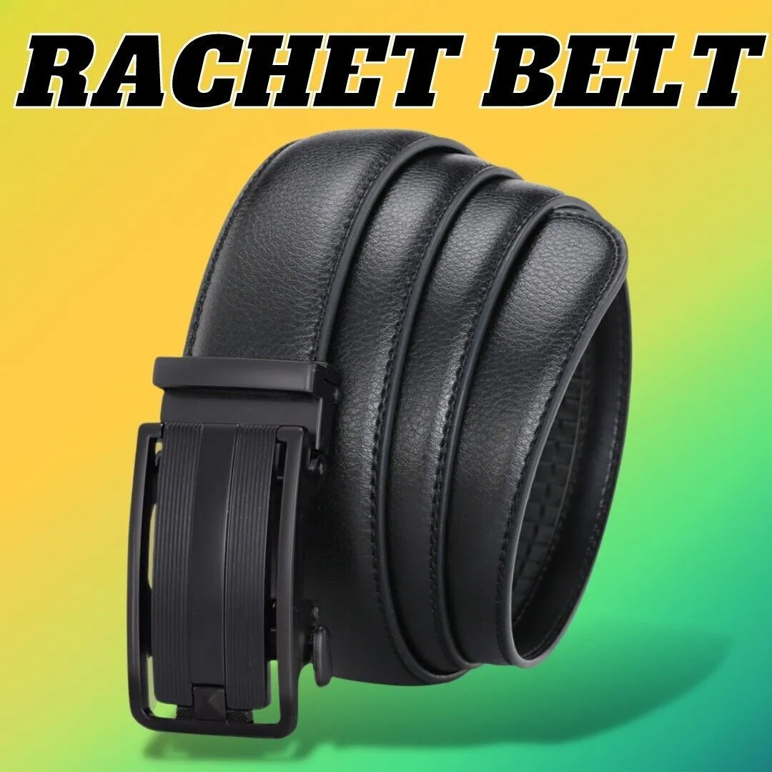 Microfiber Leather Mens Ratchet Belt Belts For Men Adjustable Automatic Buckle