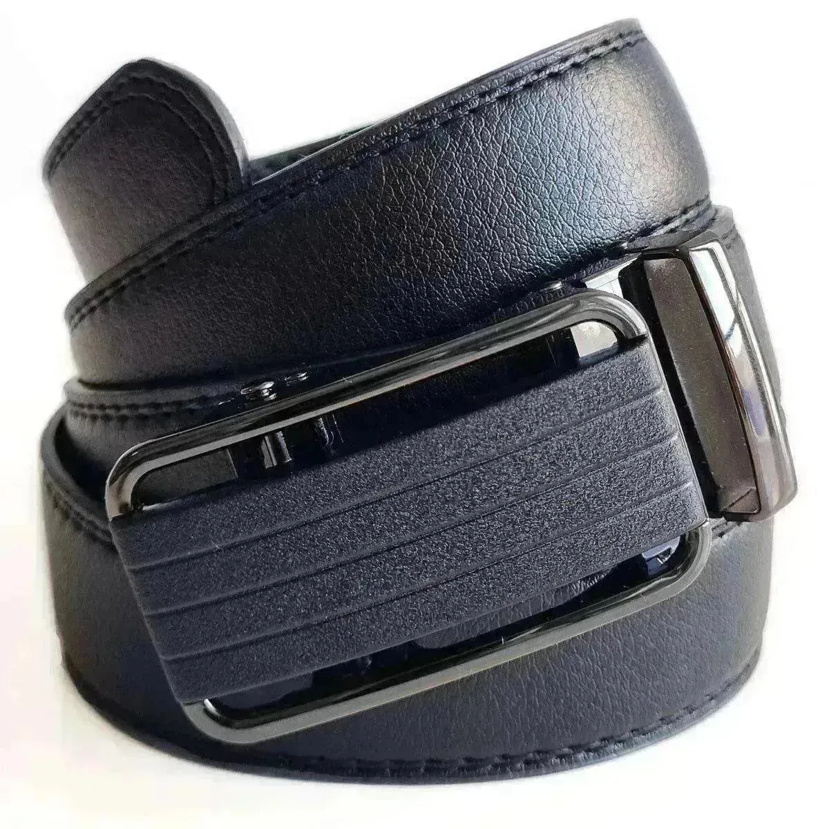 Microfiber Leather Mens Ratchet Belt Belts For Men Adjustable Size, Slide Buckle