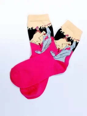 Moulin Rouge Pink: La Goulue by Henri de Toulouse-Lautrec Low Crew Socks