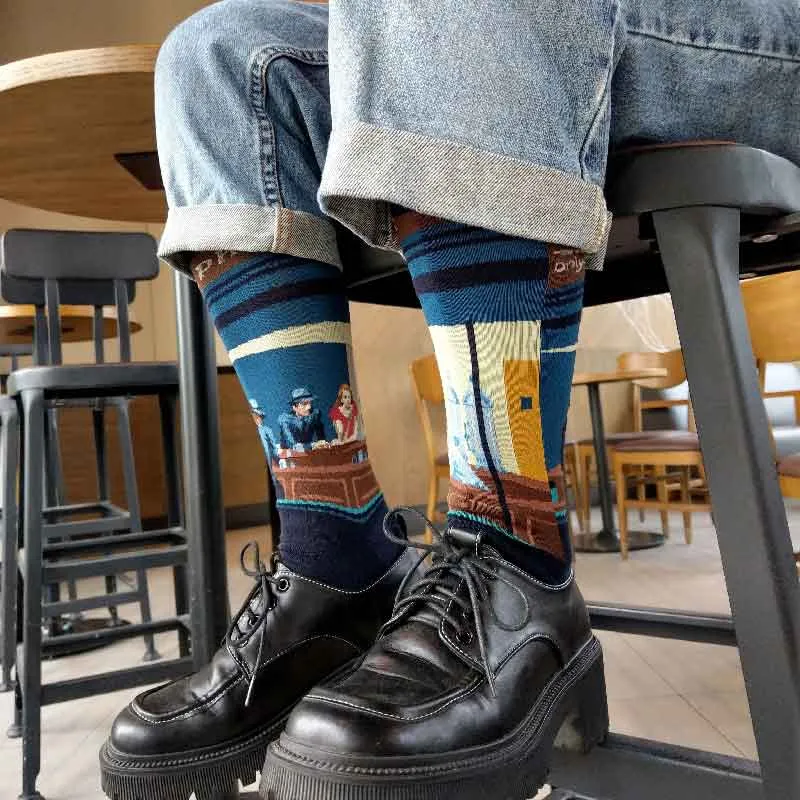 Nighhawks at the Diner Socks for Him