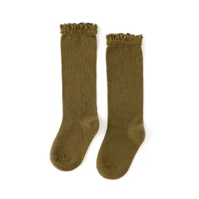 Olive Lace Top Knee Highs