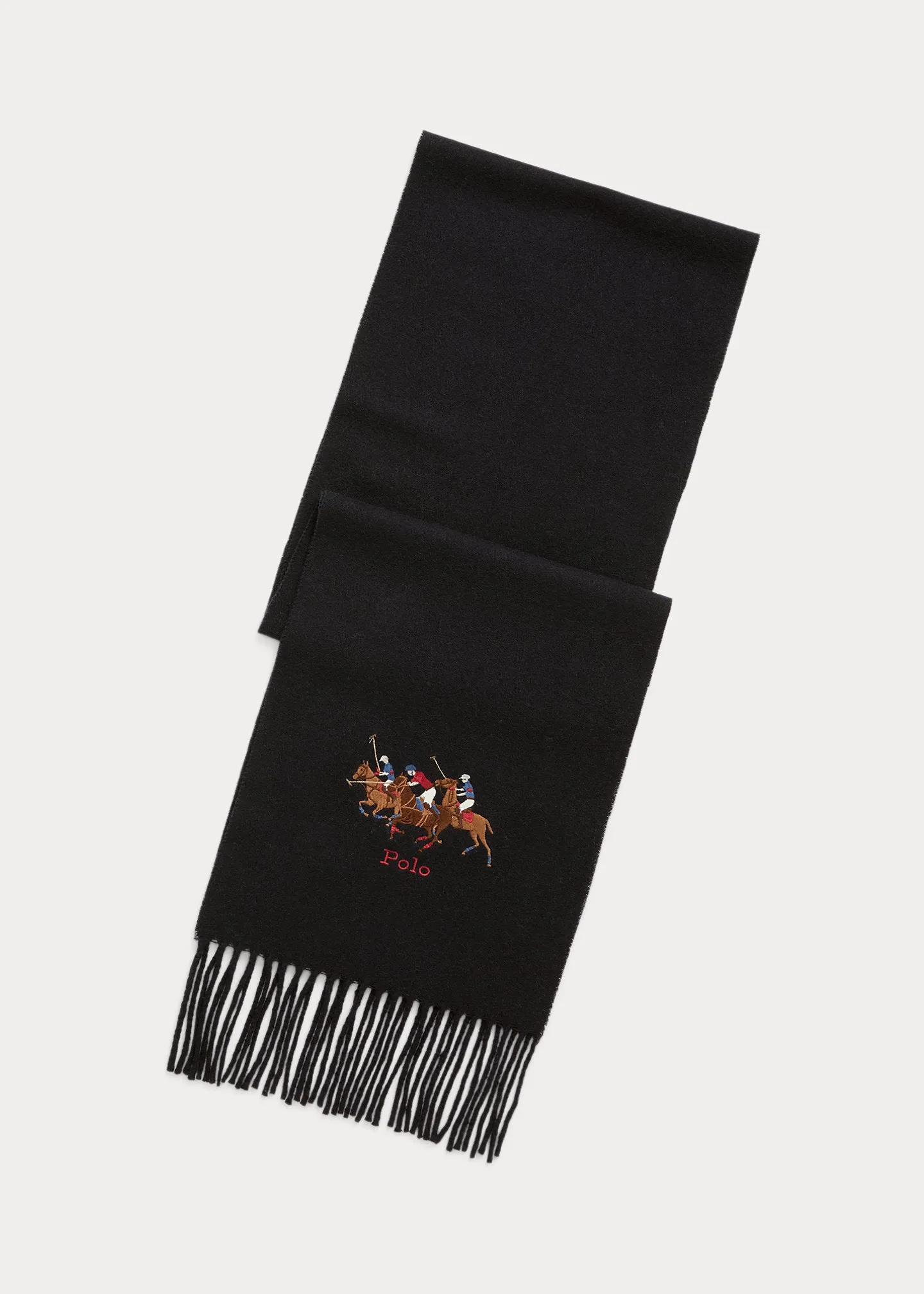 Ralph Lauren Triple-Pony Wool Scarf | Black