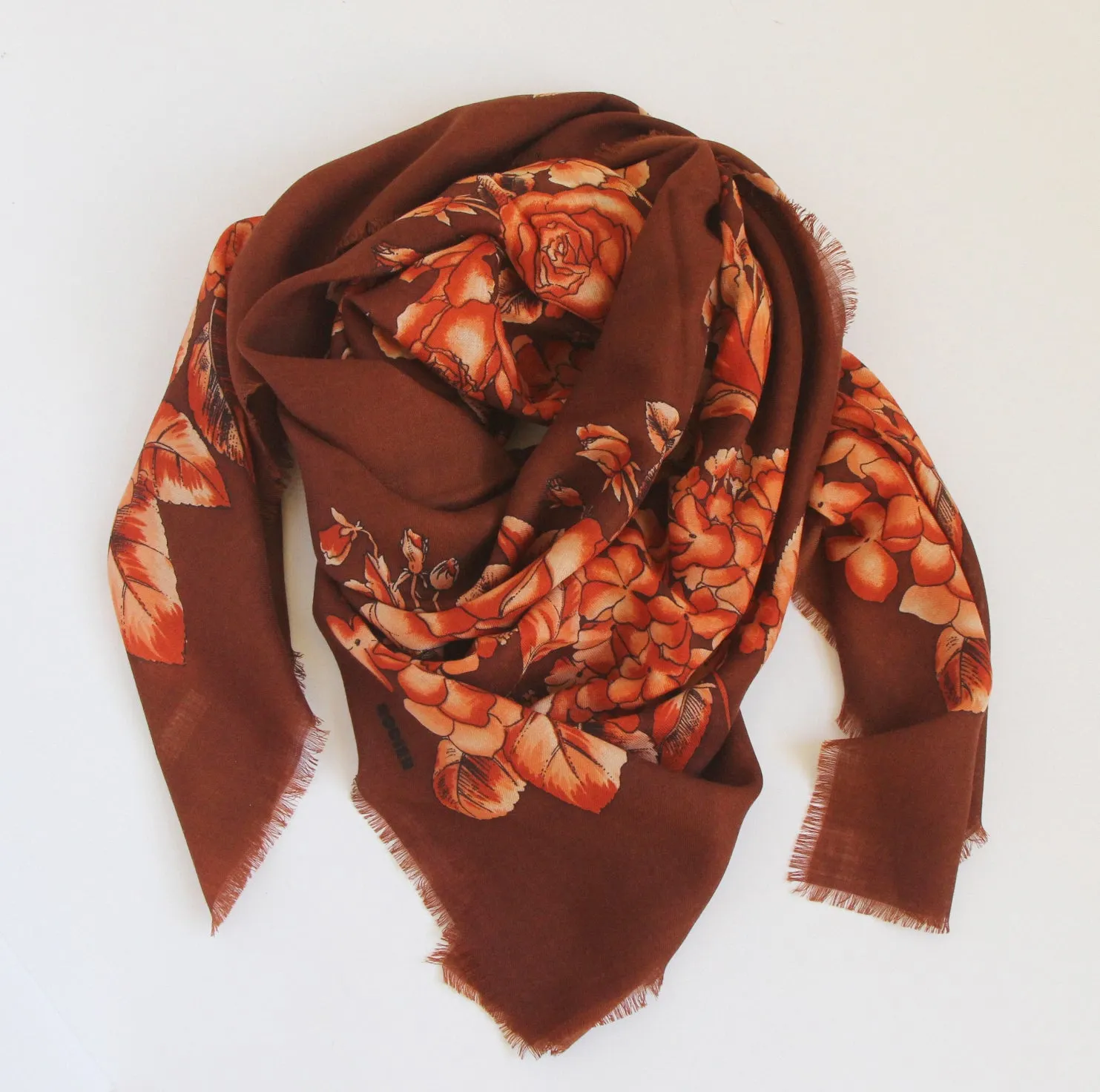 Rodier - Wool Floral Shawl 2154-1 Brown