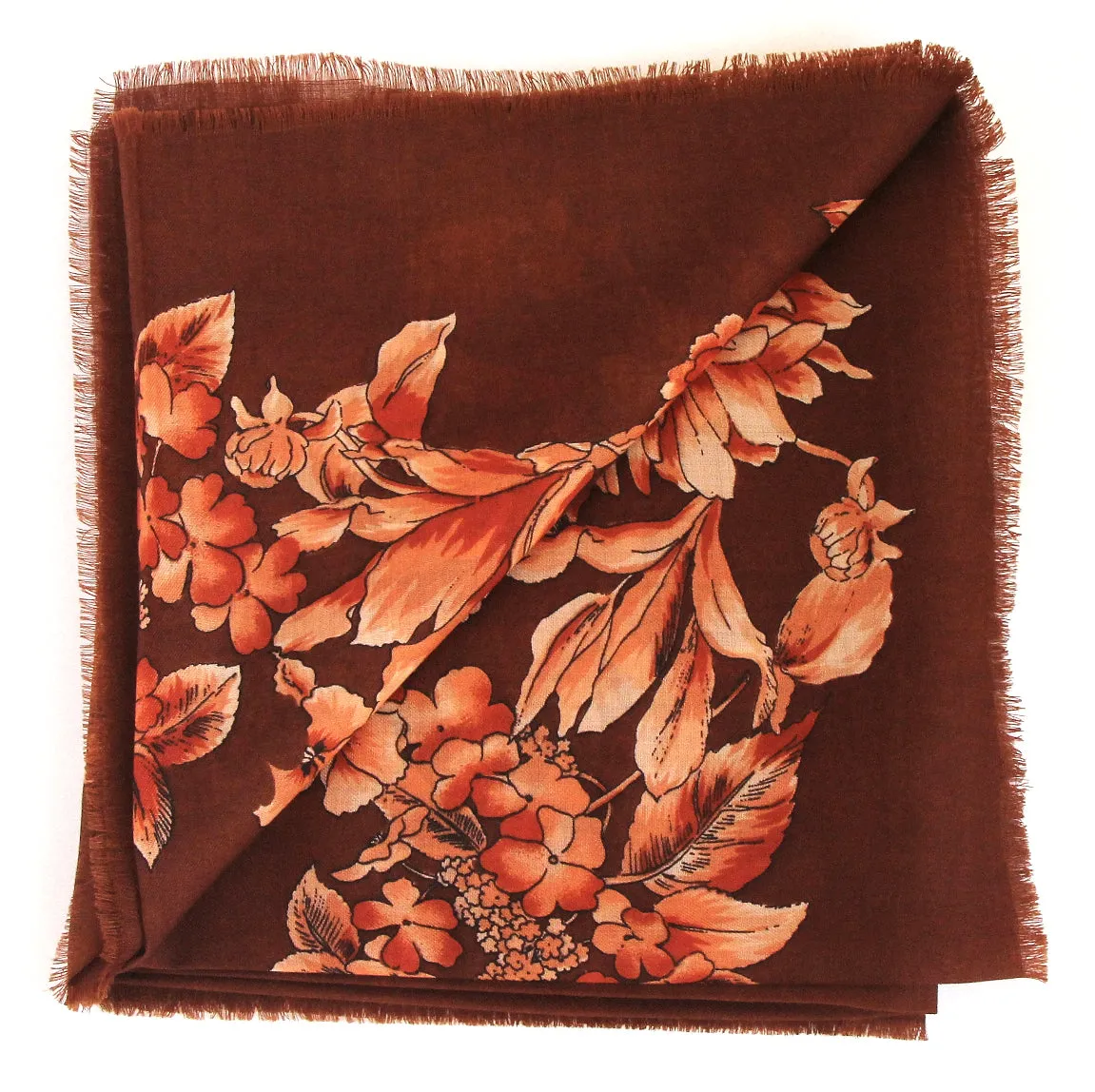 Rodier - Wool Floral Shawl 2154-1 Brown