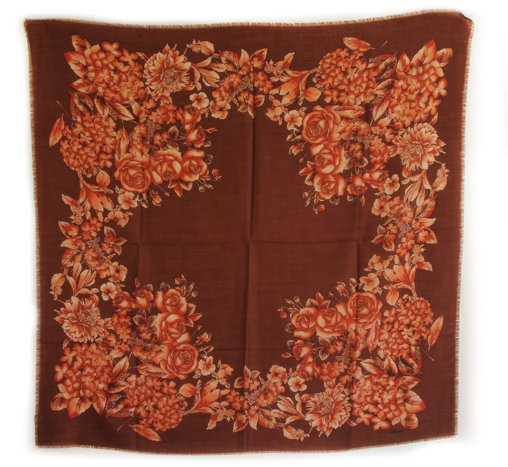 Rodier - Wool Floral Shawl 2154-1 Brown