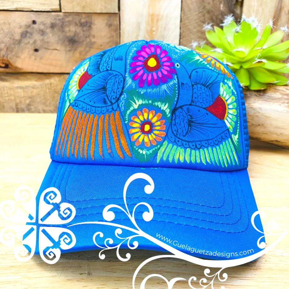 Royal Blue Hand Painted Cap - Gorra Pintada Guerrero