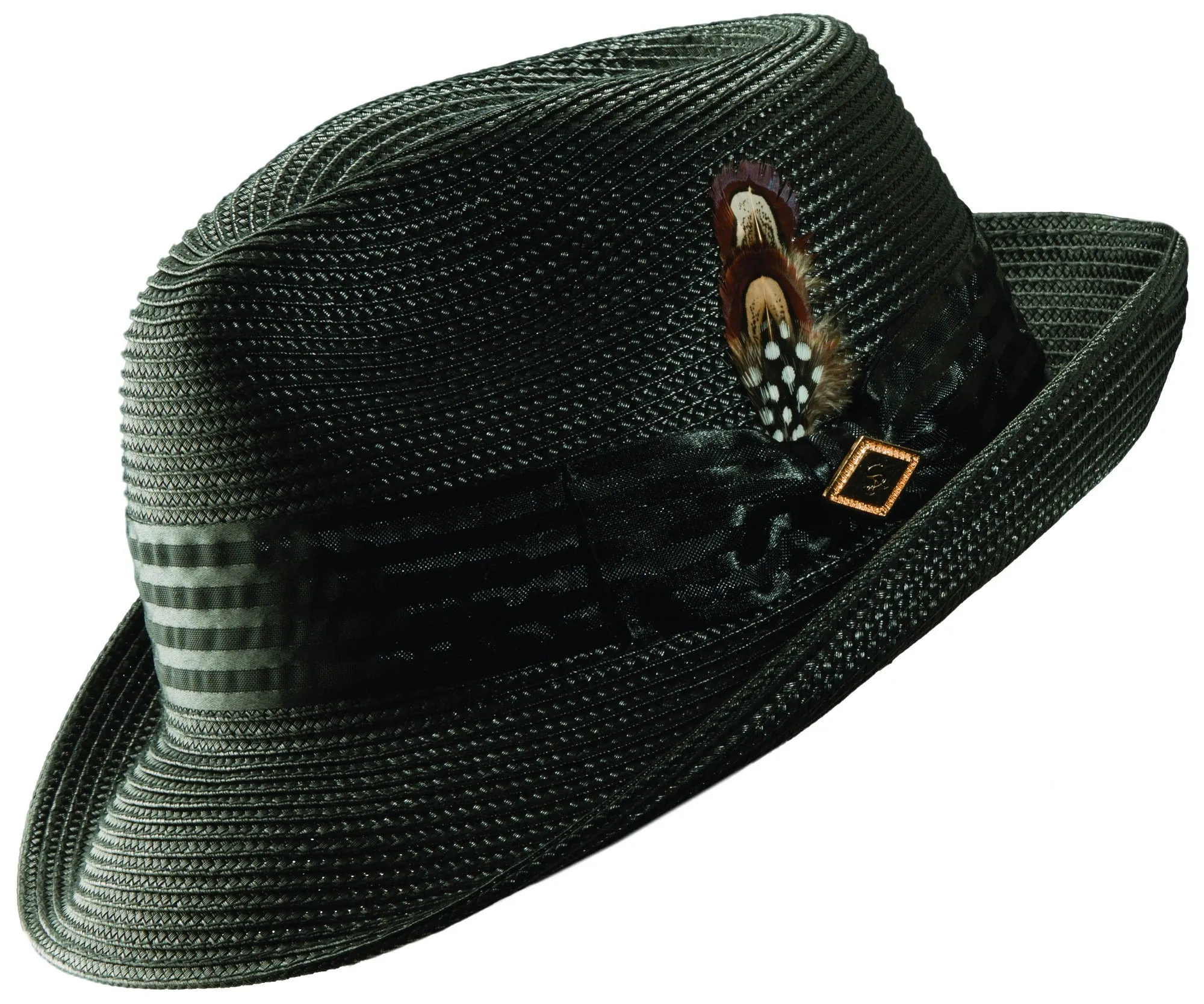 Stacy Adams Kingston Polybraid Pinch Front Fedora